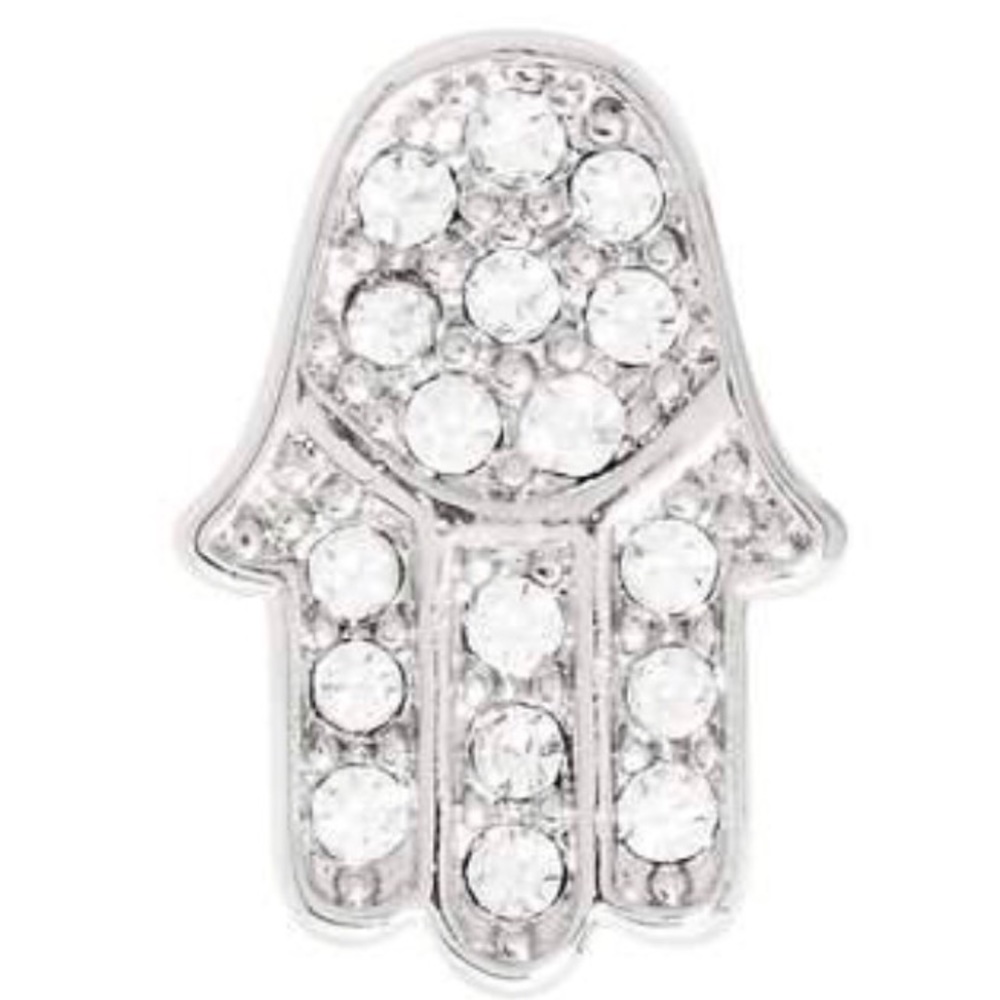 Hamsa hand pave rhinestone silver charm